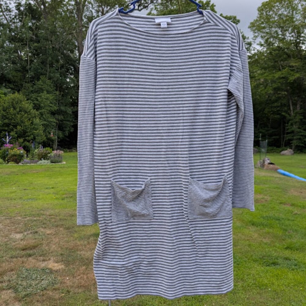 2 For $5! J. Jill Women's Gray/White Striped Tunic Dress